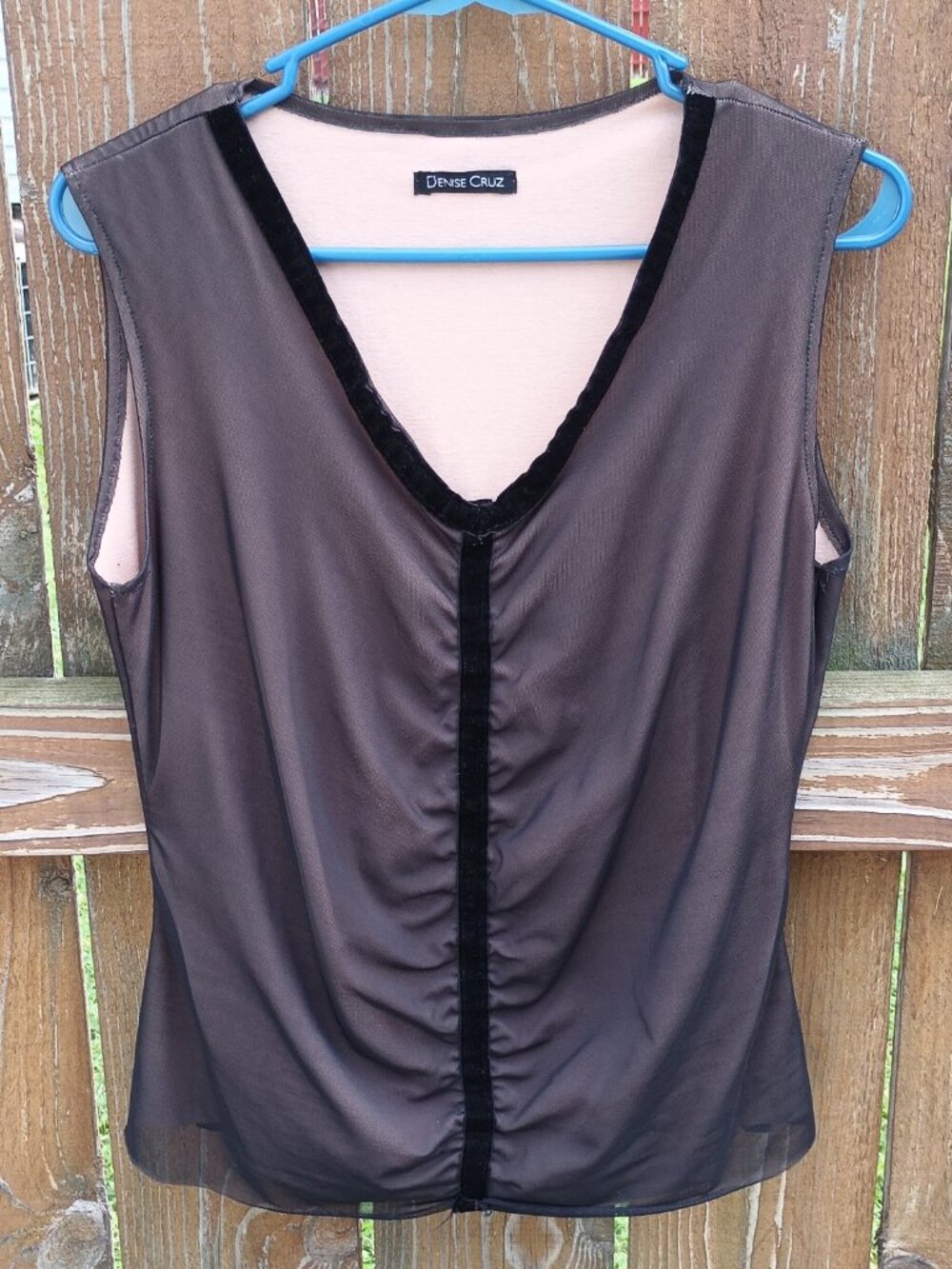 Denise Cruz Velour Accent Mesh Top Sz. M